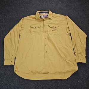 Helly Hansen Shirt Mens Large Yellow Cotton Long Sleeve Button Utility Flannel